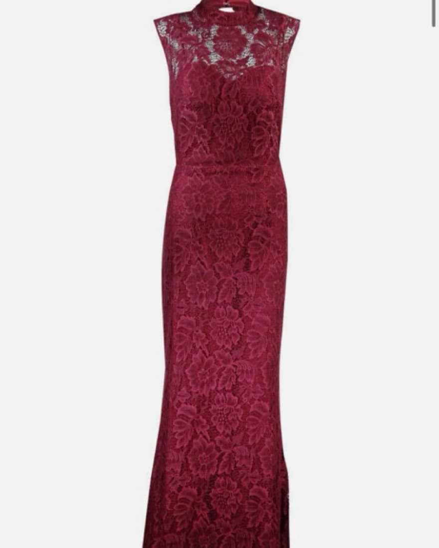 Lace Burgundy Betsy & Adam Gown  - Image 1