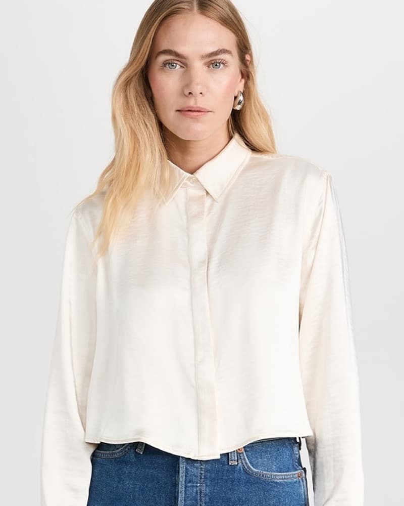 Good American Cropped Ivory Blouse - Image 1