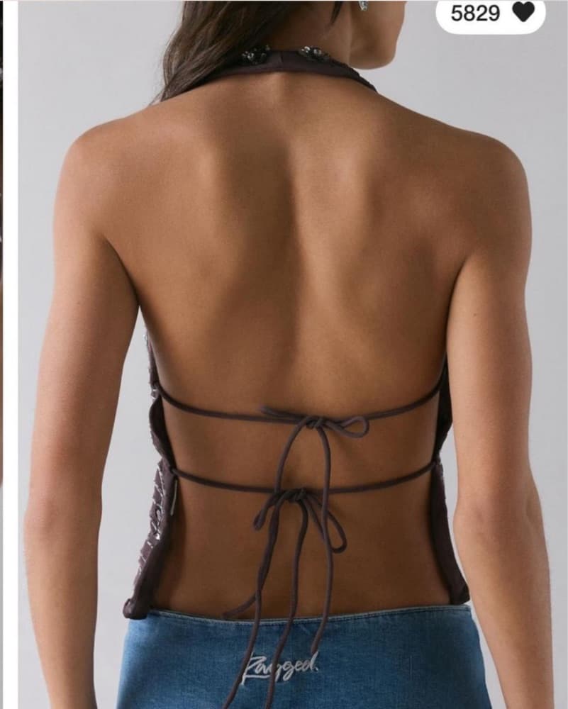 Embellished Split-Front Halter Top - Image 4