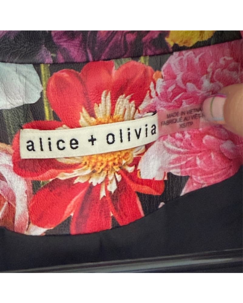 Alice+Olivia Faux Leather Floral Blazer - Image 6