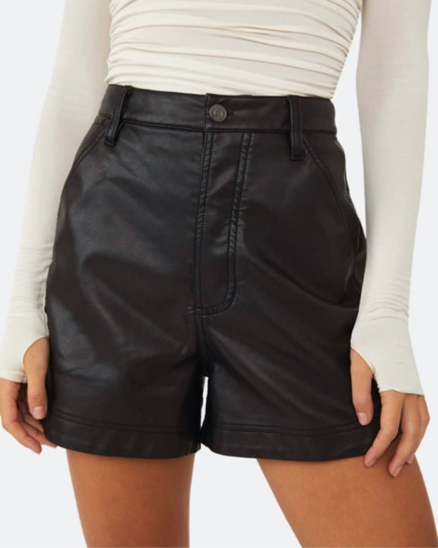 Free People Black Leather Shorts - Image 1