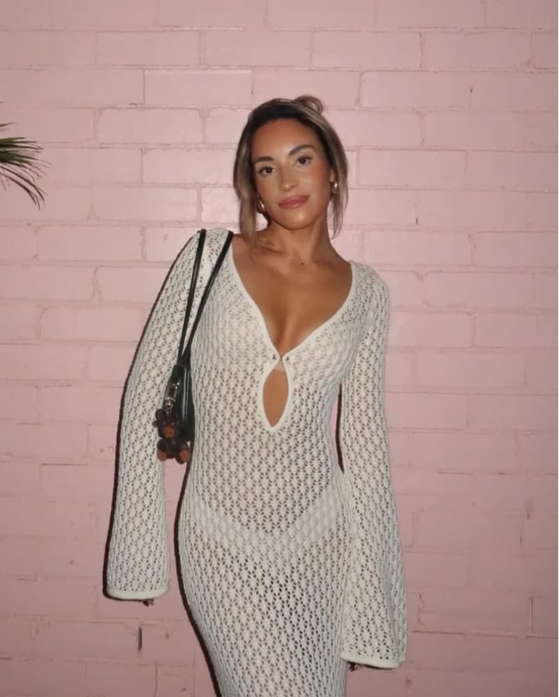 Crochet Fishtail Flare Sleeve Maxi Dress - Image 1