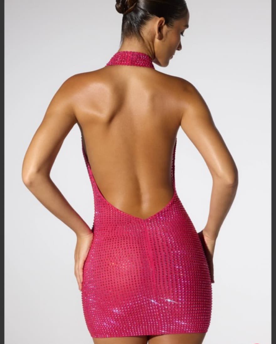 Embellished Halter Mini Dress - Image 3
