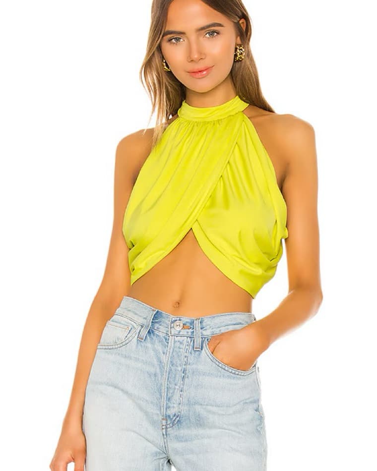 Neon Yellow Halter Crop Top - Image 1