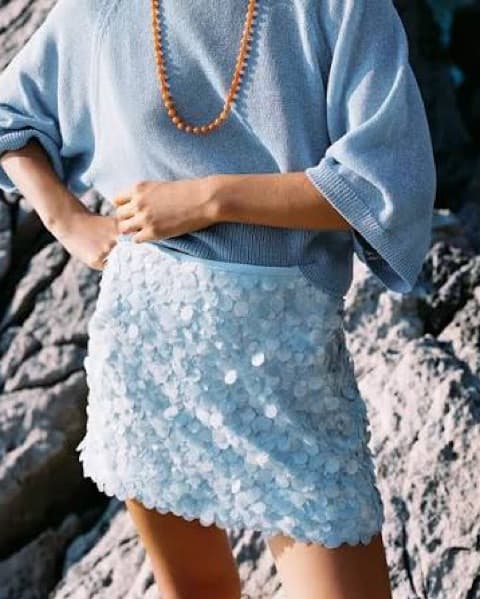 Blue Sequin Mini Skirt - Image 4