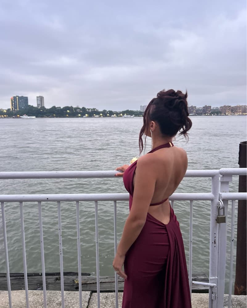 Elegant Burgundy Halter Gown - Image 3