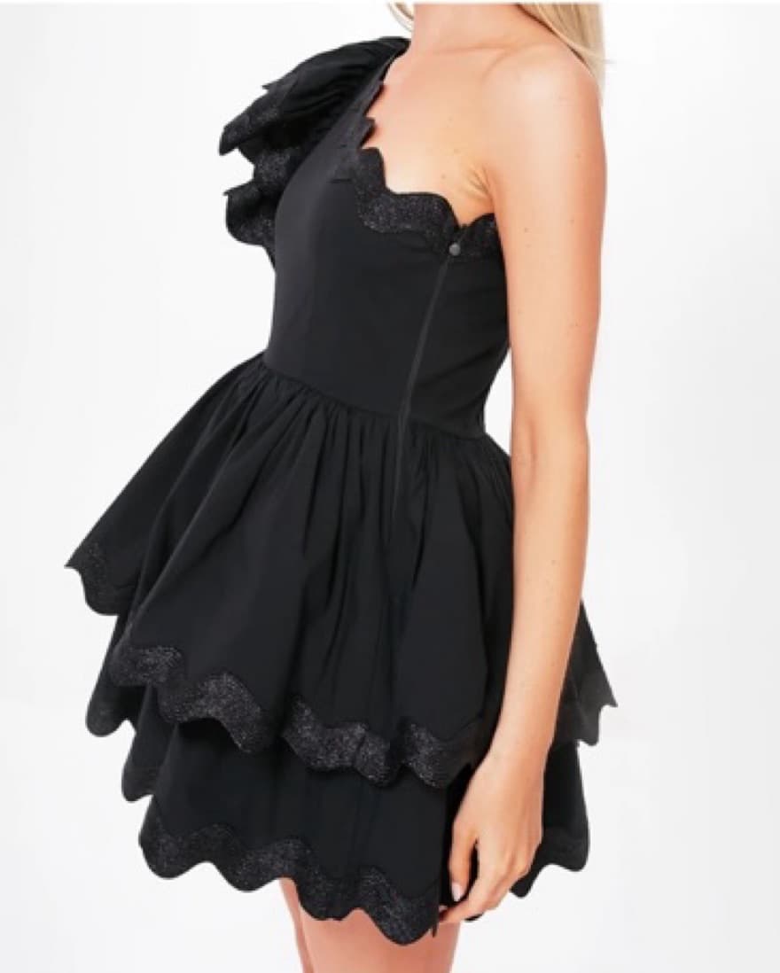 Celia B One Shoulder Black Lava Dress - Image 3