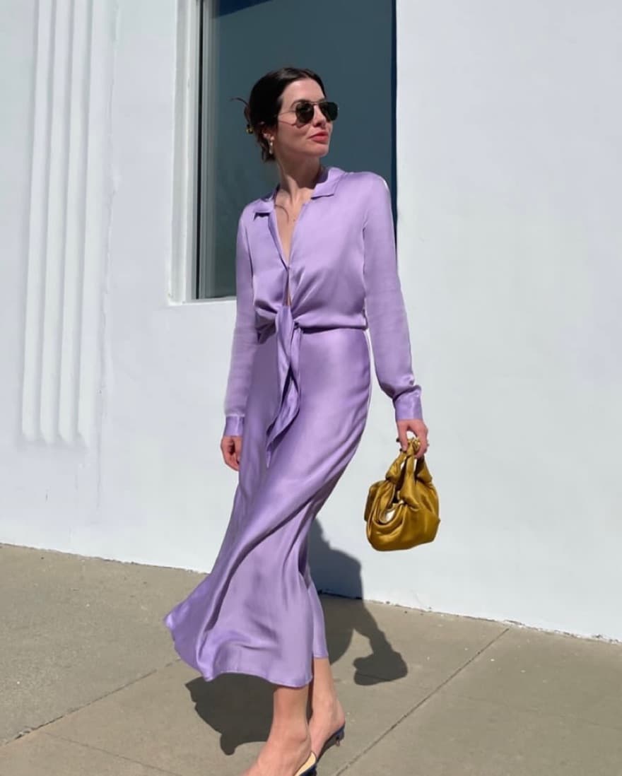 Lagence Lavender Silk Midi Skirt - Image 1