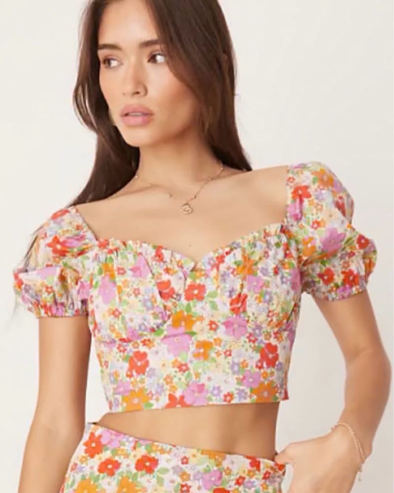 ASOS Vibrant Floral Crop Top - Image 1