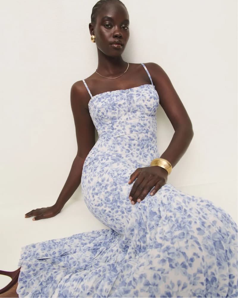 Reformation Aiko blue and white dress  - Image 1