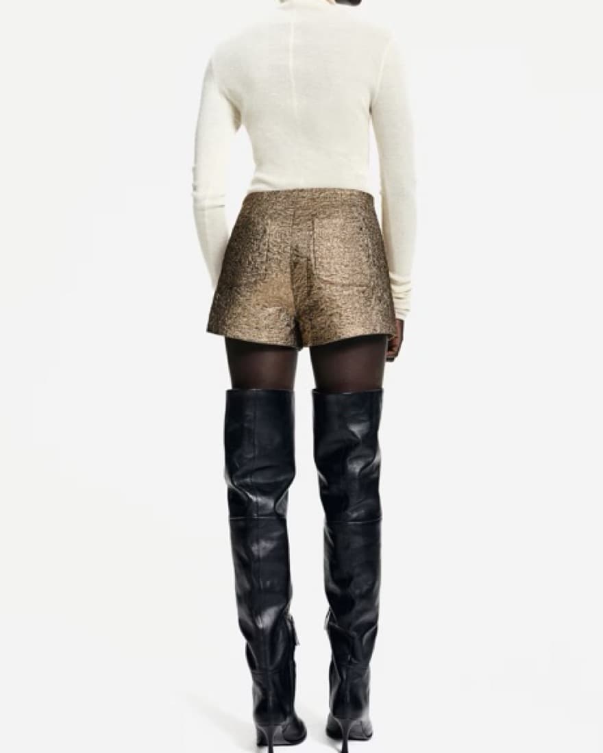 SHIMMERY JACQUARD-WEAVE MINI SHORTS - Image 3