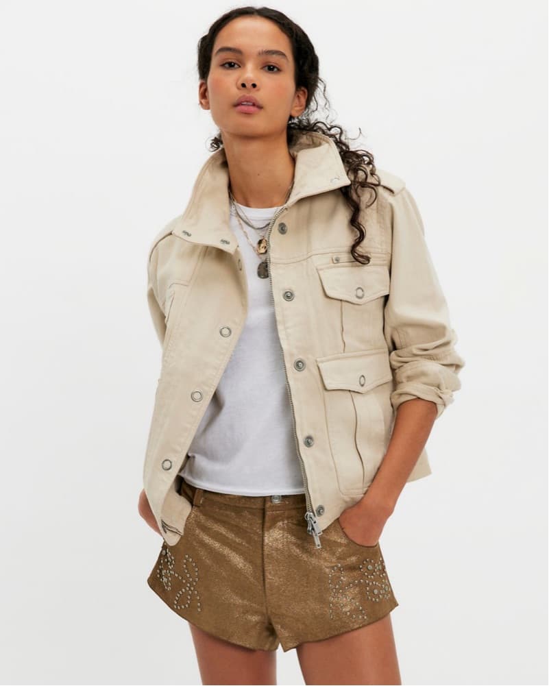 Understated Leather Gold Shorts - Image 2