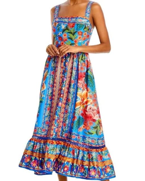 Farm Rio Blue Stitched Garden Maxi Dress - Image 1