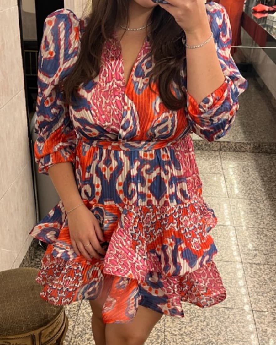 Vibrant Boho Chic Ruffle Dress - Image 3
