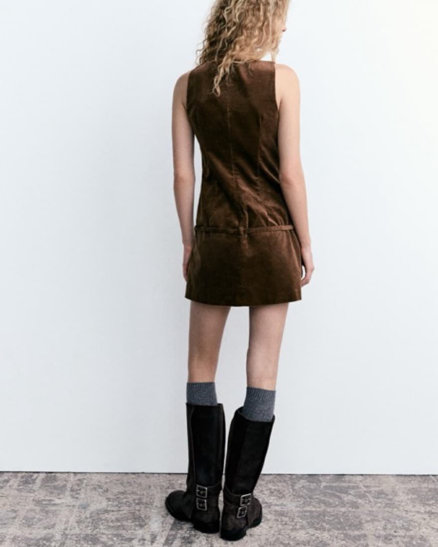belted corduroy mini dress - Image 4