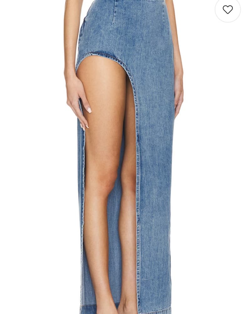 Chic Denim Maxi Dress with Thigh-High Split - Image 3