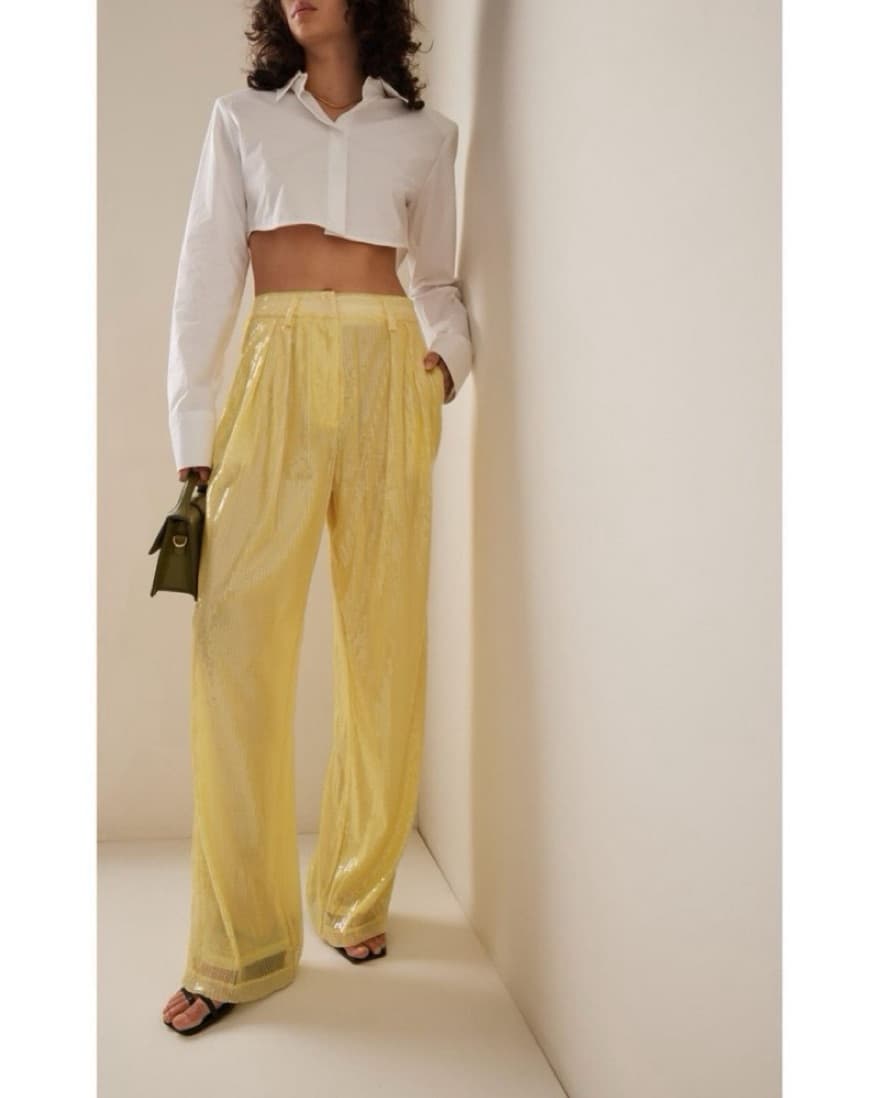 Staud Luisa Yellow Sequin Pants  - Image 1