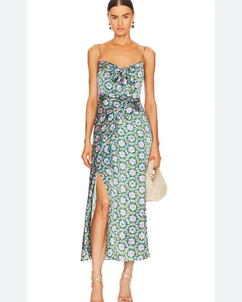 Saloni Silk Floral Midi Dress - Image 1
