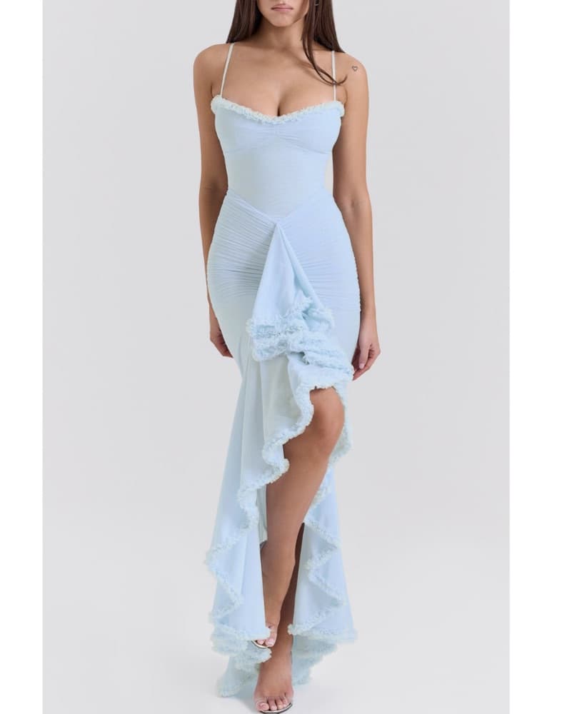 House of CB Gabbi Ruffle Blue Dress - Image 1