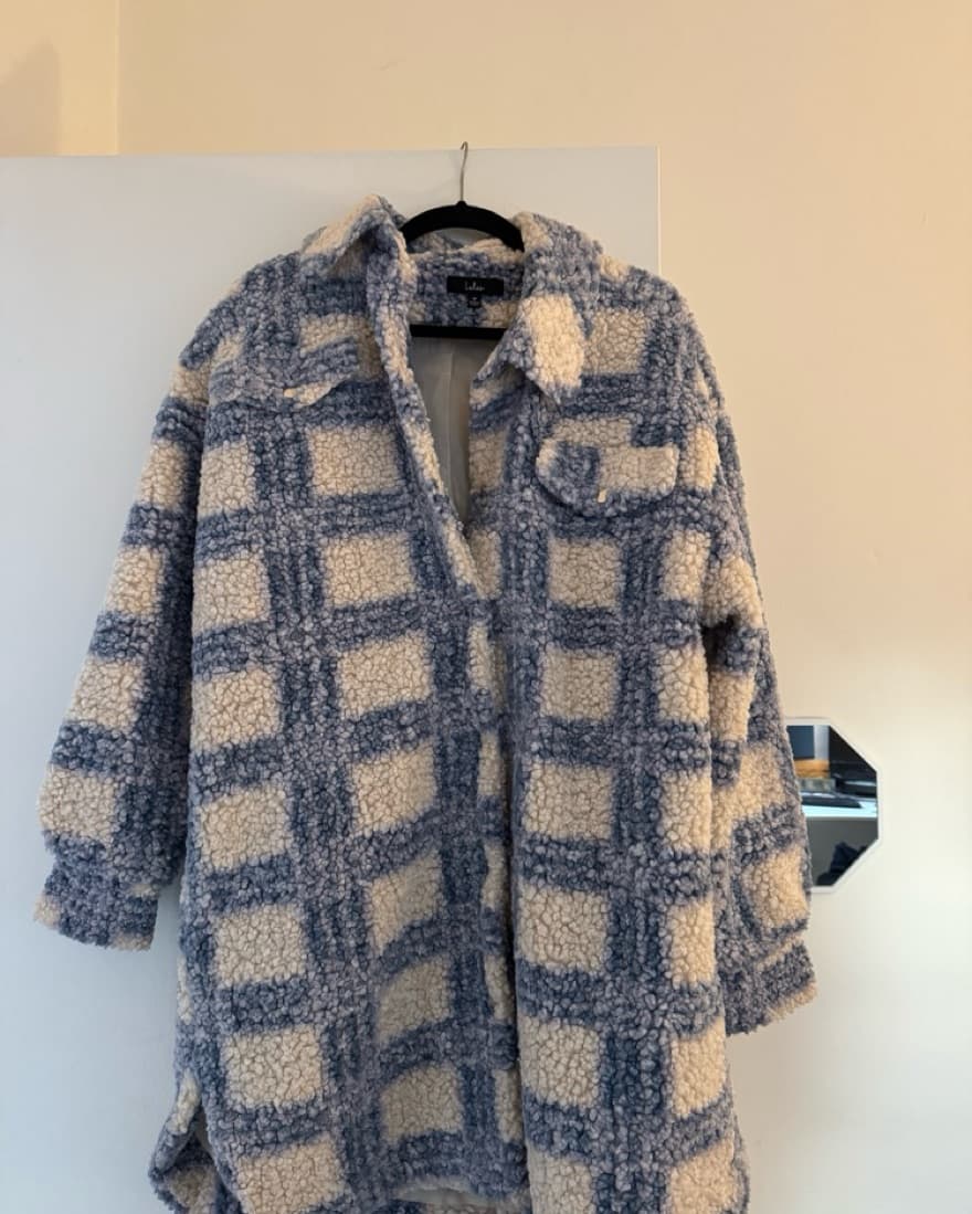 Sherpa Midi Jacket - Tan/Blue - Image 2