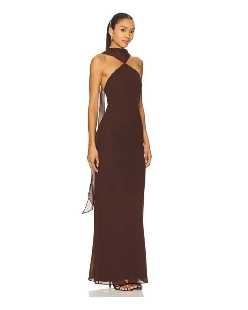 Amanda Uprichard Brown Maxi Ashton Dress - Image 2