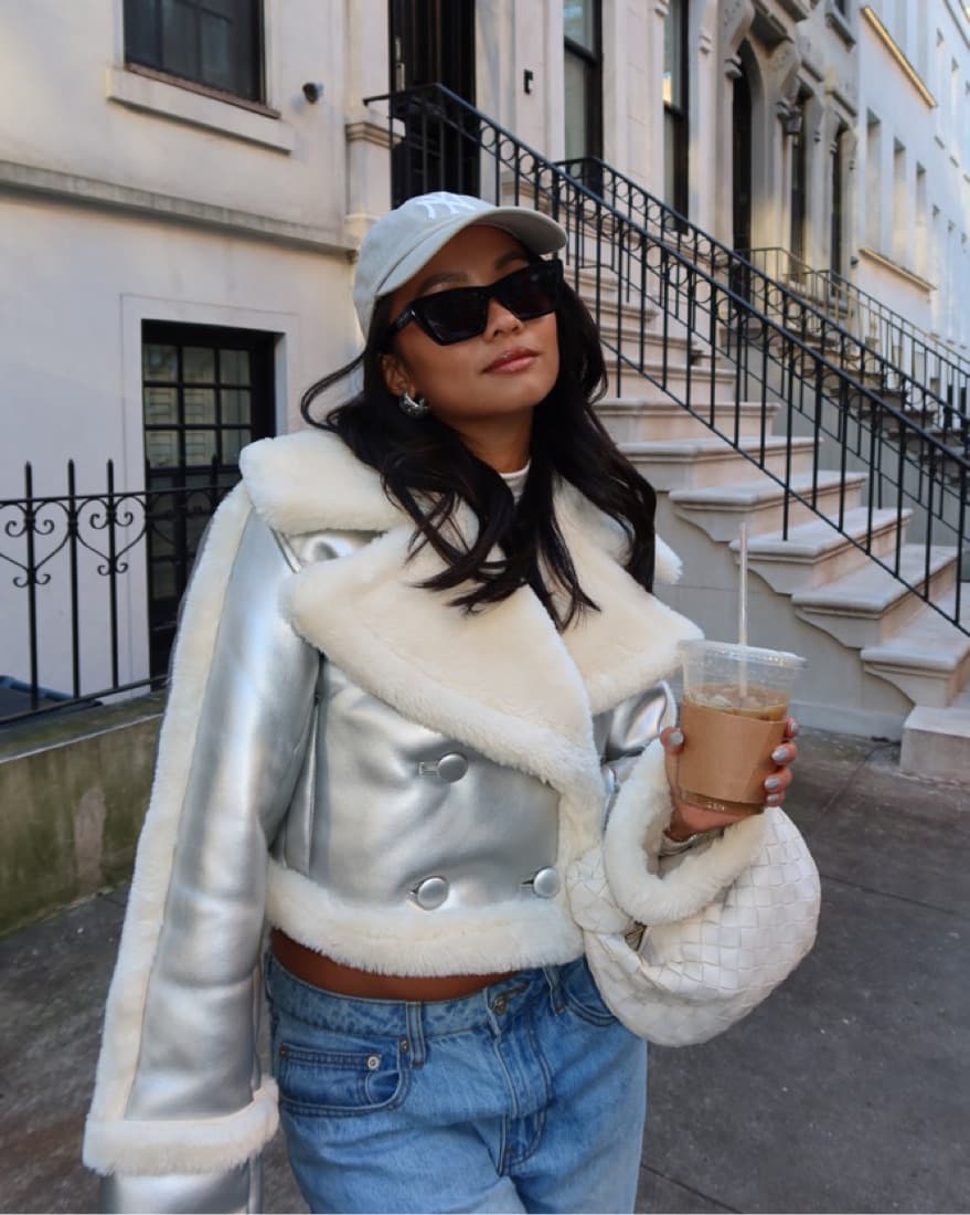 Silver Fur Trim Coat - Image 1