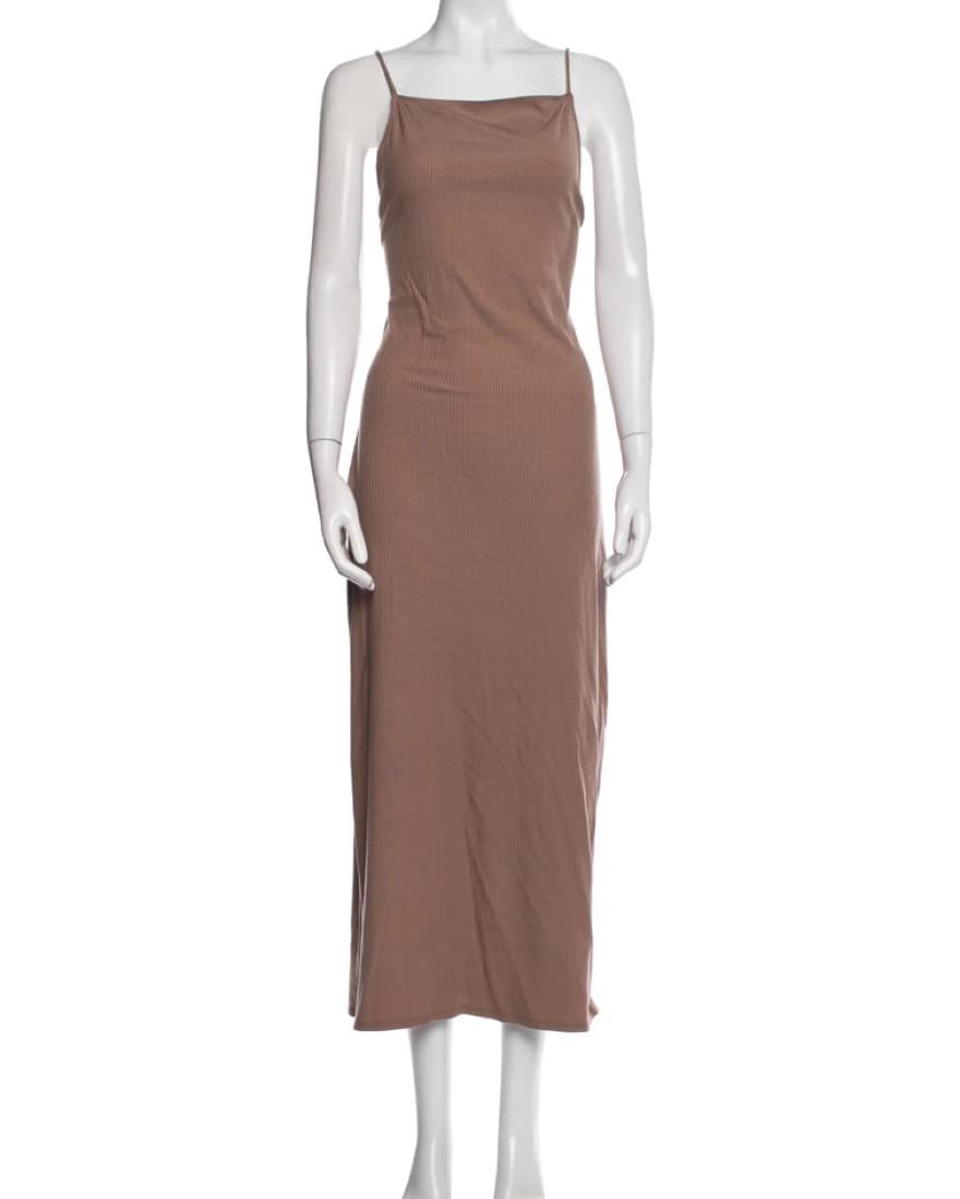Reformation Brown Ribbed Knit Dress - Image 5