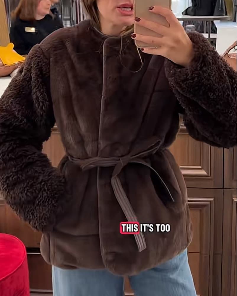 Moncler Brown Faux Fur Coat  - Image 2