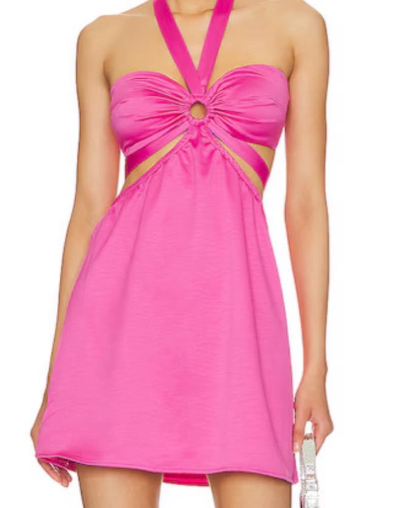 Kristen Halter Mini Dress in Pink - Image 1