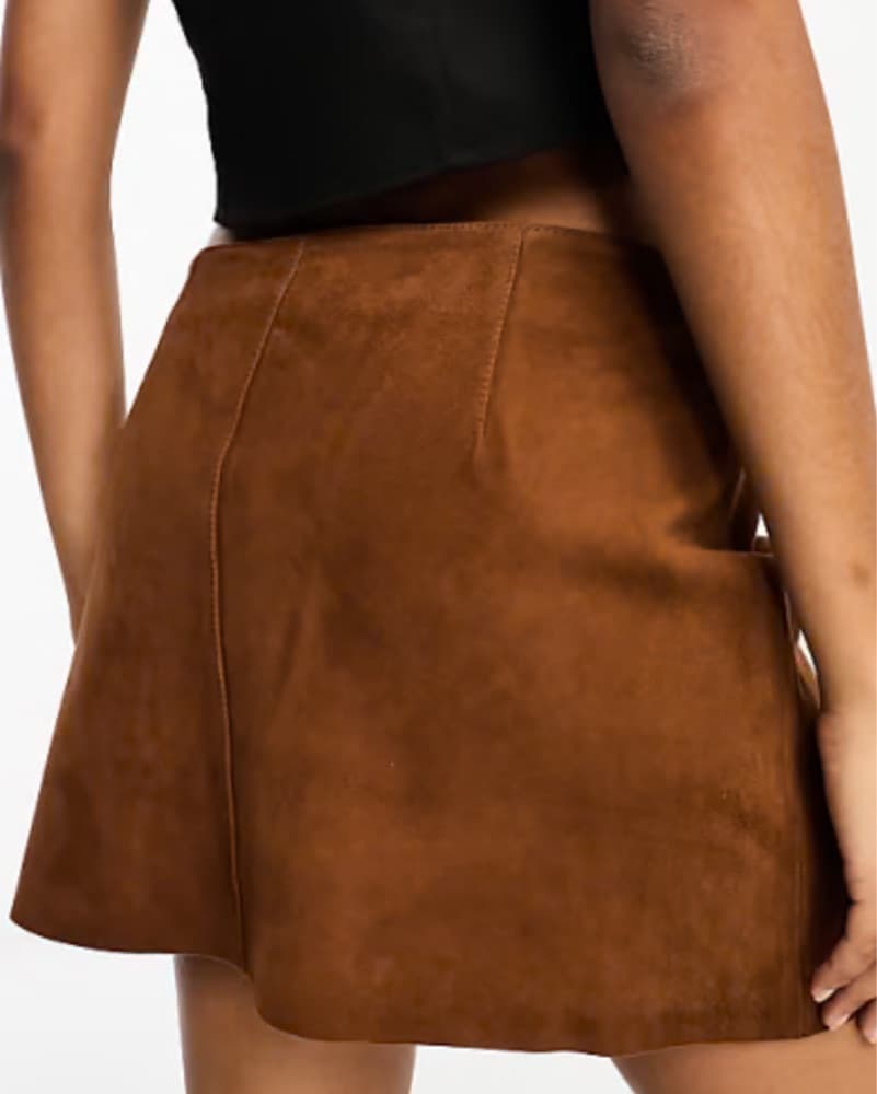 Mango Brown Suede Wrap Skirt - Image 2