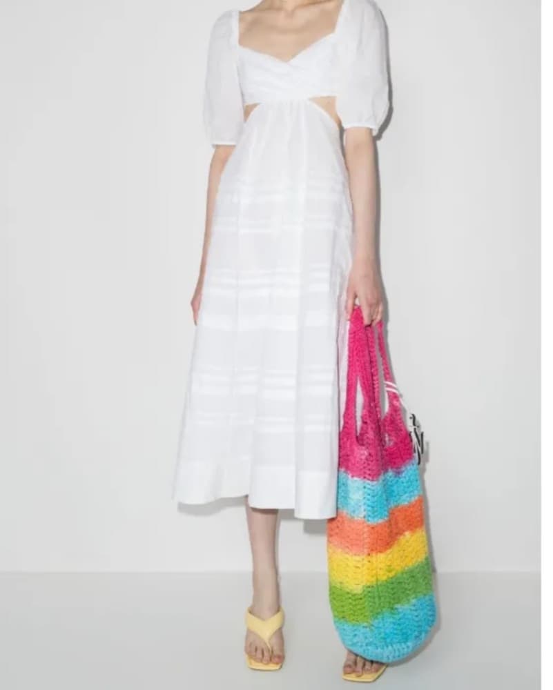 Staud white Poplin Puff Sleeve dress - Image 1