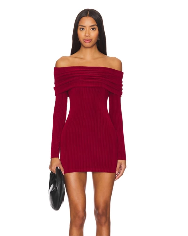 Mini Dress in Wine Red - Image 1