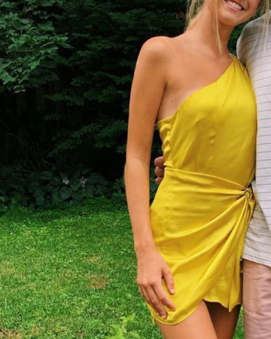 Revolve Yellow Mini Satin Dress - Image 1