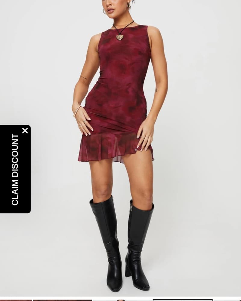 Ruffle Hem Mini Red Dress - Image 1