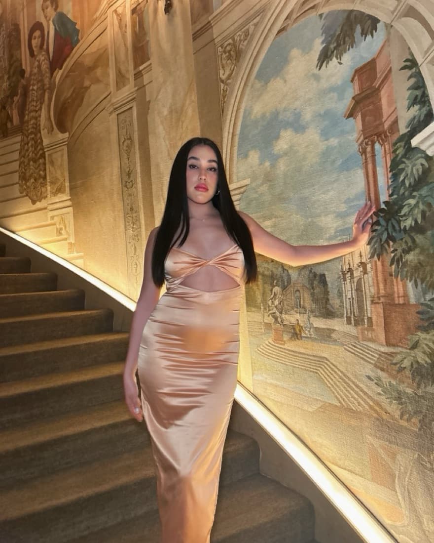 Formal Champagne Midi Dress - Image 3