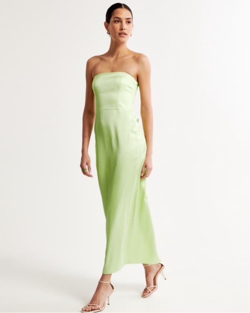 Abercrombie Strapless Satin Maxi Dress - Image 1