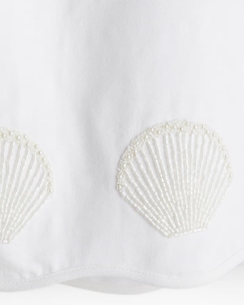 Beaded Seashell Strapless White Dress - Image 4