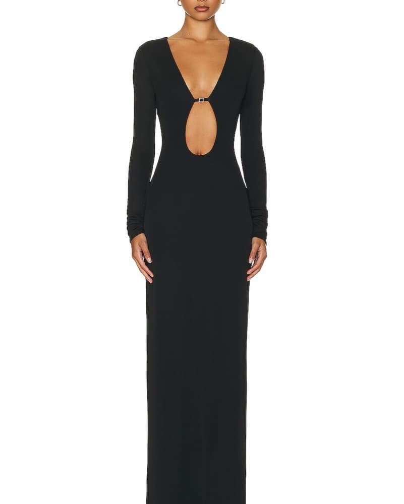 Helsa Matte Jersey Cutout Dress In Black - Image 4