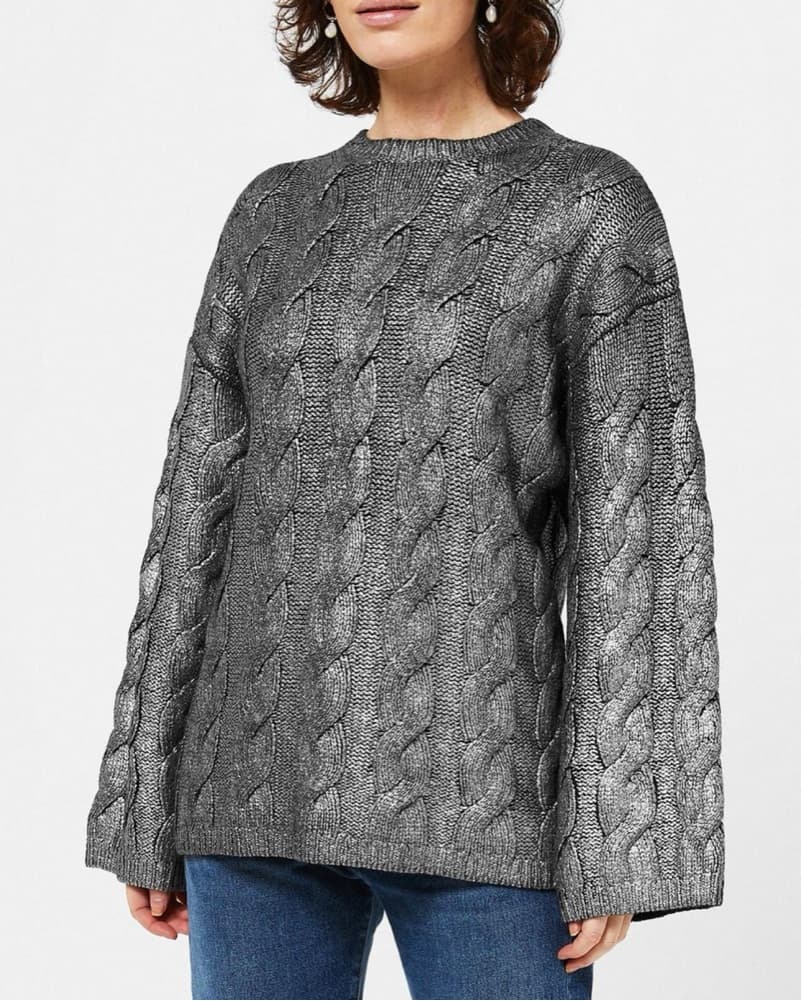 Metallic Silver Toteme Knit Sweater  - Image 1