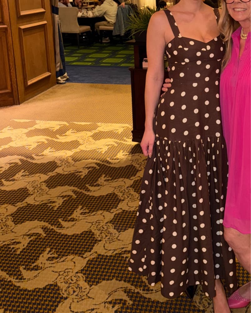 Nicholas Valeria Polka Dot Maxi Dress Mocha XS - Image 3
