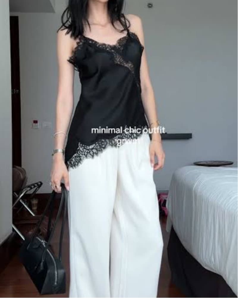 Viral Zara Black Lace Top Silk Satin - Image 5