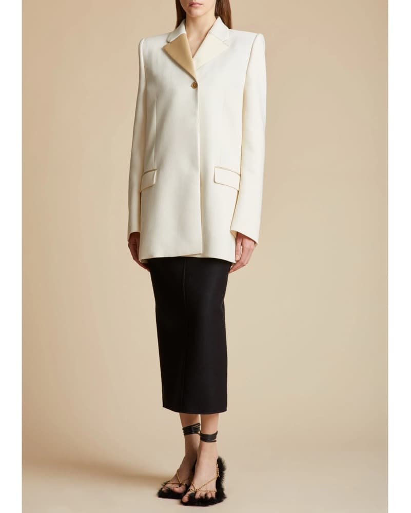 KHAITE Isaline satin-trimmed Wool Blazer - Image 4