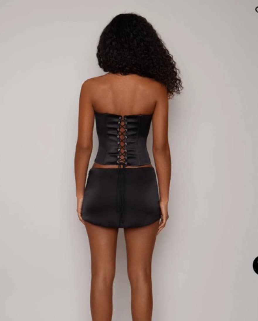 Danielle Guizio Black Satin Corset Top - Image 2