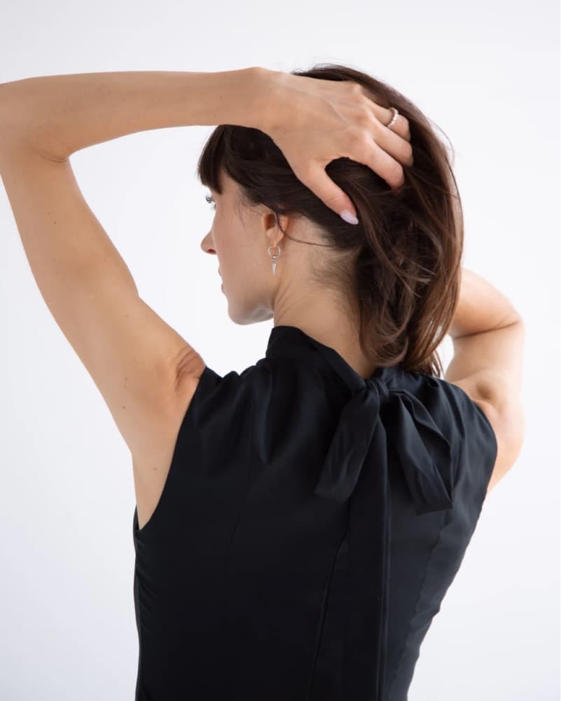 Black Bow Neck Bubble Dress  - Image 3