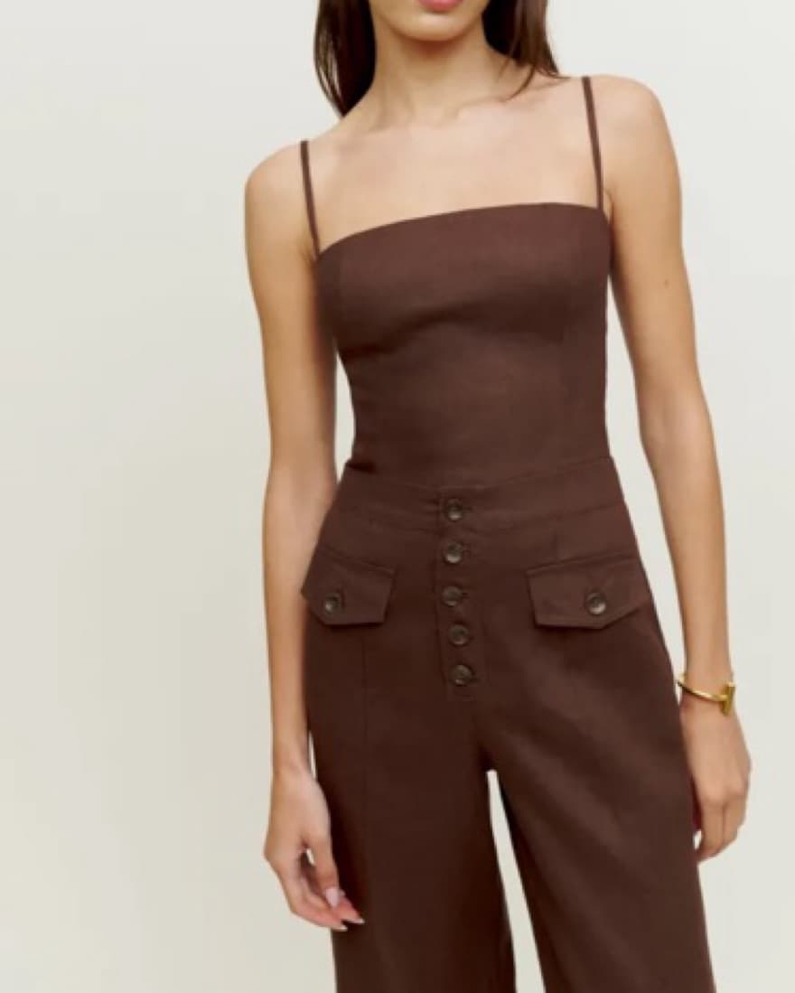 Reformation Overland Brown Linen Top - Image 2