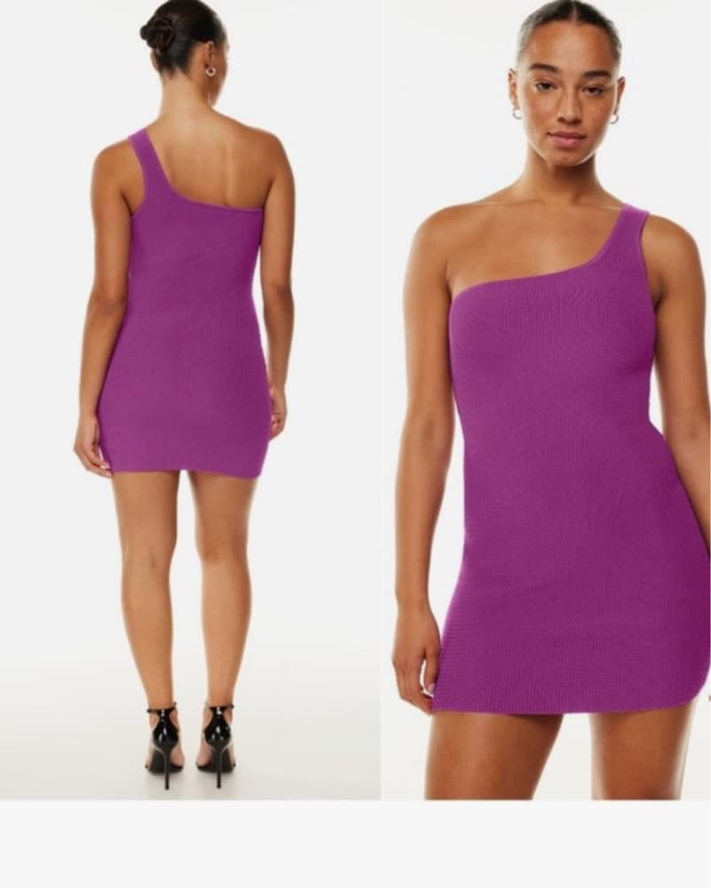 Sculpt Knit One-shoulder Dress - Purple  - Image 7