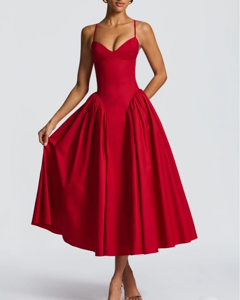 Babyboo Red Dropped Waist Dress - Image 1