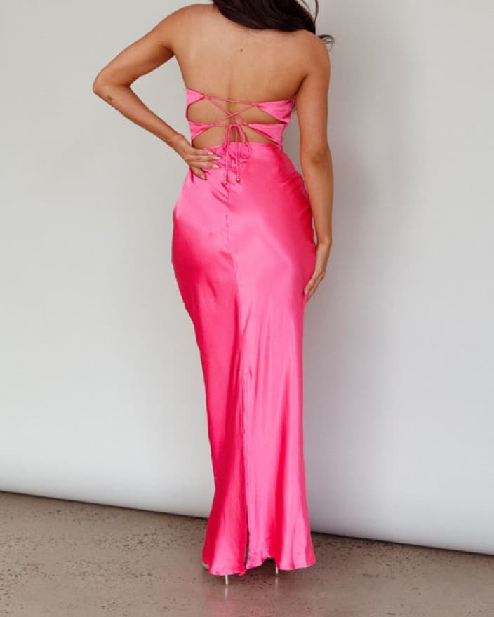 One and Only Collective-Pink Satin Gown - Image 2
