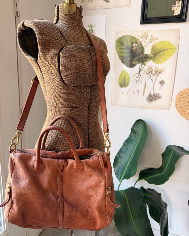 Fossil Leather Satchel Bag –Cognac Brown - Image 1