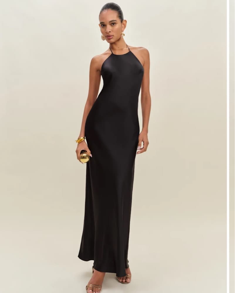 Black Reformation Silk Dress - Image 1